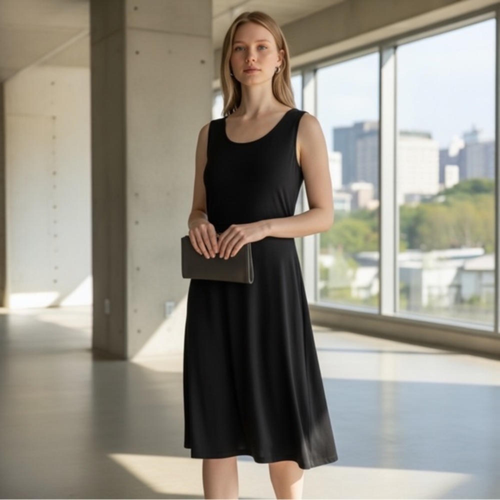 EXCLUSIVELY MISOOK LITTLE BLACK SLIP ON BUSINESS CASUAL DRESS LBD PETITE XL